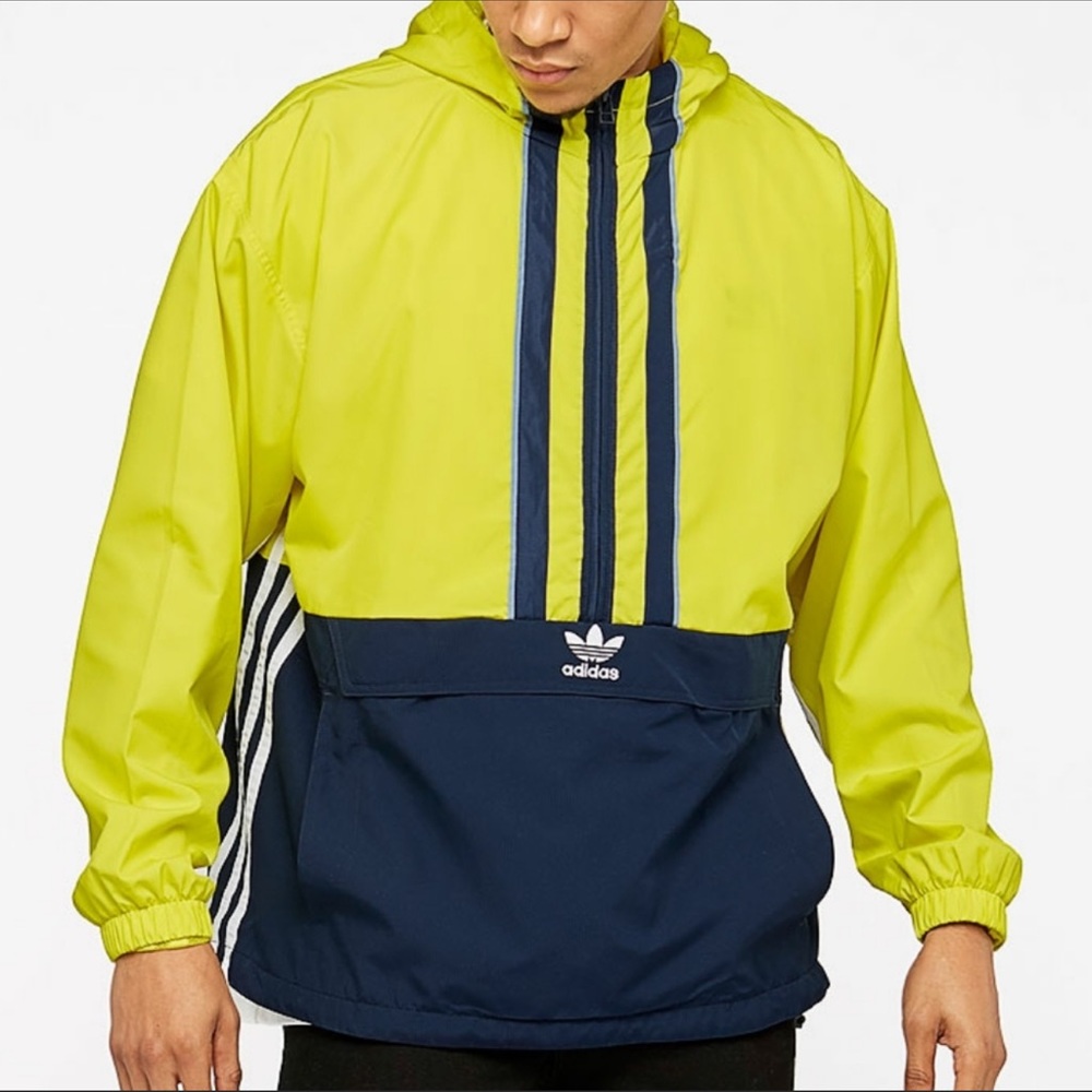 Adidas Originals Auth Anorak Windbreaker Jacket Men’s Small NWT Yellow Navy